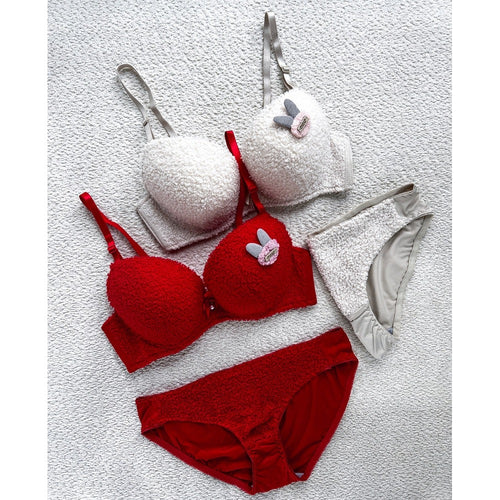 Cute Soft Plush Design Bra & Panty Set | Luxury Desires