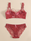Bridal Lace Red Half Cup Bra Panty Set | Luxury Desires