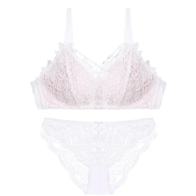 High Quality Sexy Plunge Bra Set - White | Luxury Desires