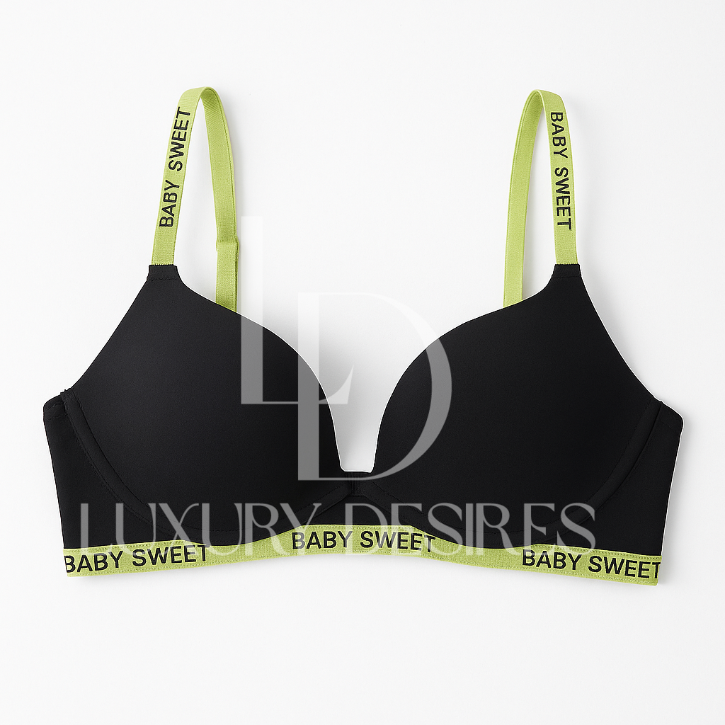High Quality Light Padded Non Wired Sweet Babe Bra – Black