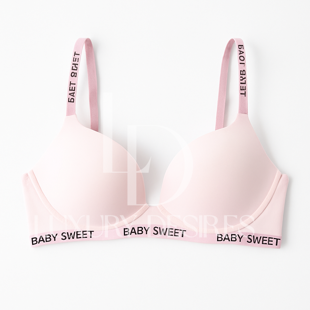 Sweet Babe Letter Strap T-Shirt Bra - Quality & Comfort - Pink