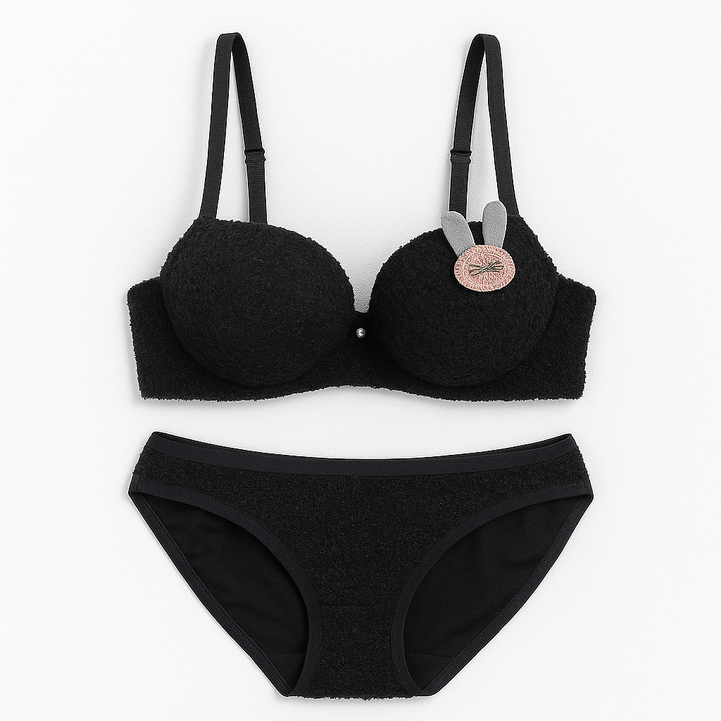 Cute Soft Plush Design Bra & Panty Set | Luxury Desires