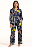 Sleepwear Two Pieces Set – Luxury Floral Linen Pajamas