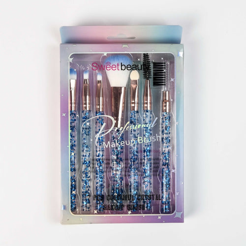 Blue Sweet Beauty Professional 7 Pcs Colorful Crystal Makeup Brush