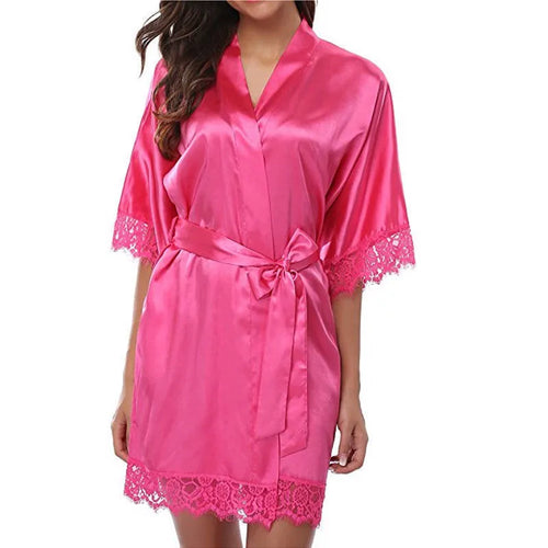 Luxury Desires Women's Plus Size Ice Silk Pink Nightgown