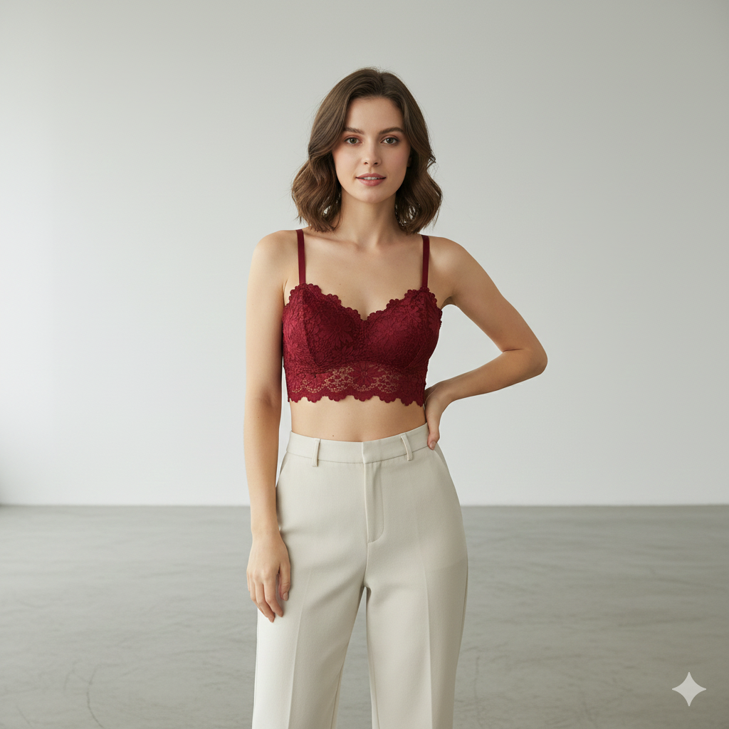 Luxury Desires Sexy Lace Sunflower Red Bra – Free Sizes