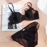 Black Net Bra Set 