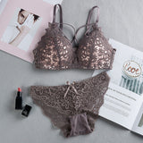 High Quality Sexy Plunge Bra Set - Fawn | Luxury Desires