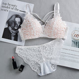 High Quality Sexy Plunge Bra Set - White | Luxury Desires
