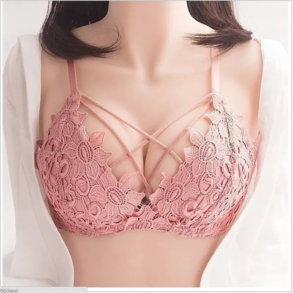 High Quality Sexy Plunge Bra Set - Pink | Luxury Desires