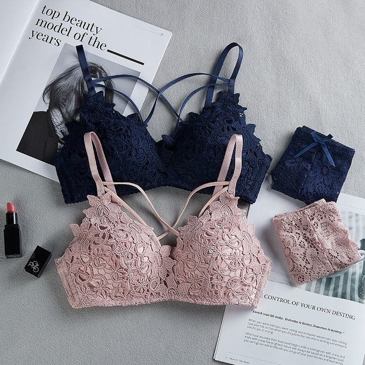 High Quality Sexy Plunge Bra Set - Pink | Luxury Desires