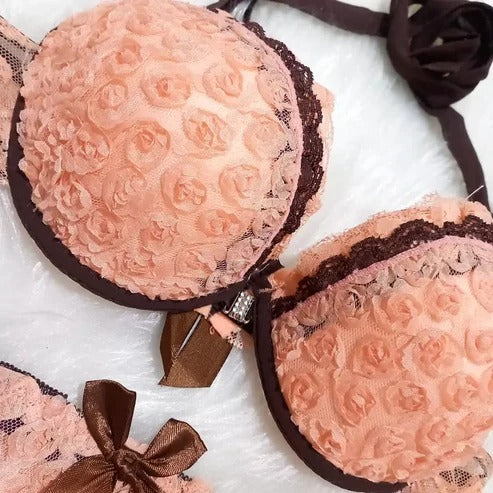 Luxury Push-Up Bra & Panty Set – Front Open Pink | Luxury Desires