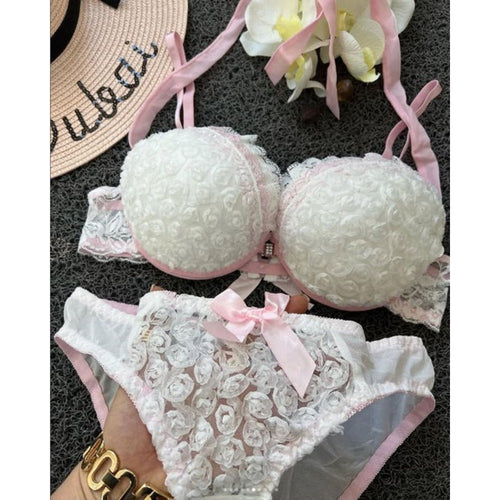 Luxury Push-Up Bra & Panty Set – Front Open White | Luxury Desires