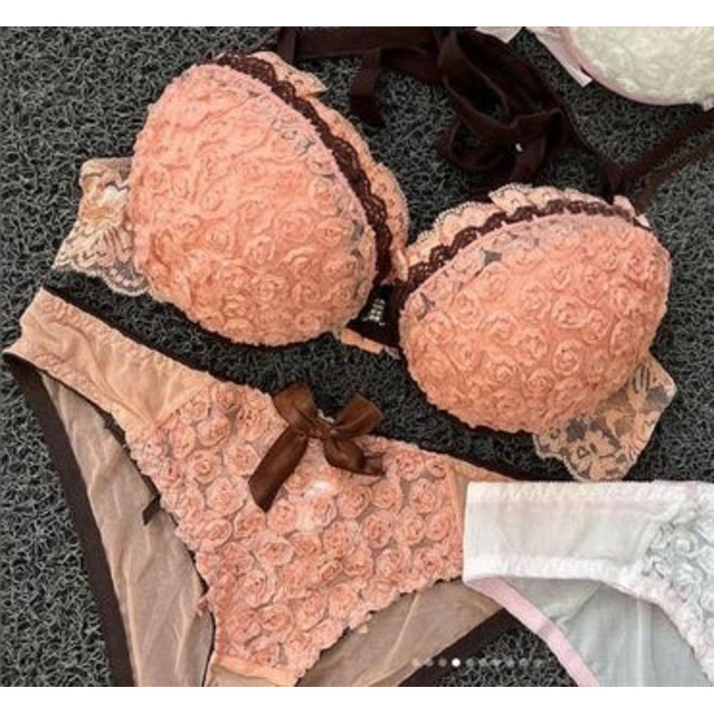 Luxury Push-Up Bra & Panty Set – Front Open Pink | Luxury Desires