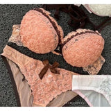 Luxury Push-Up Bra & Panty Set – Front Open Pink | Luxury Desires