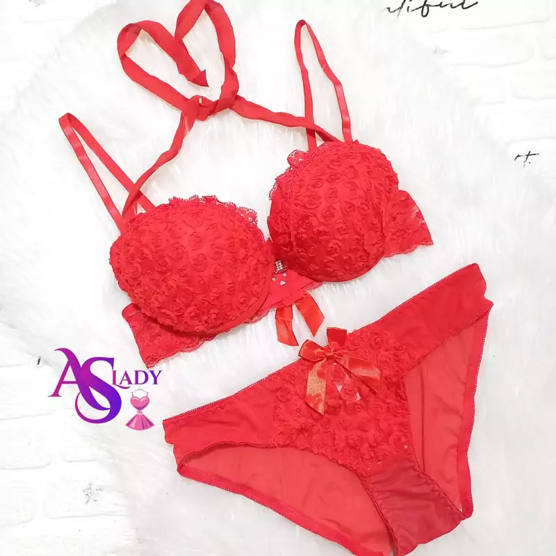 Luxury Push-Up Bra & Panty Set – Front Open - Red | Luxury Desires 