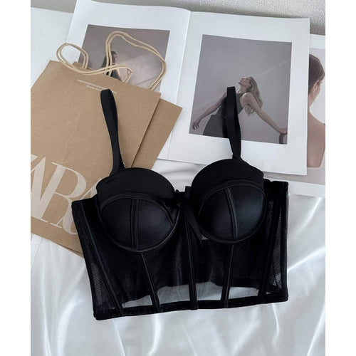 Luxury Desires Ladies Black Half Cup Padded Push-Up Camisole Top 1001
