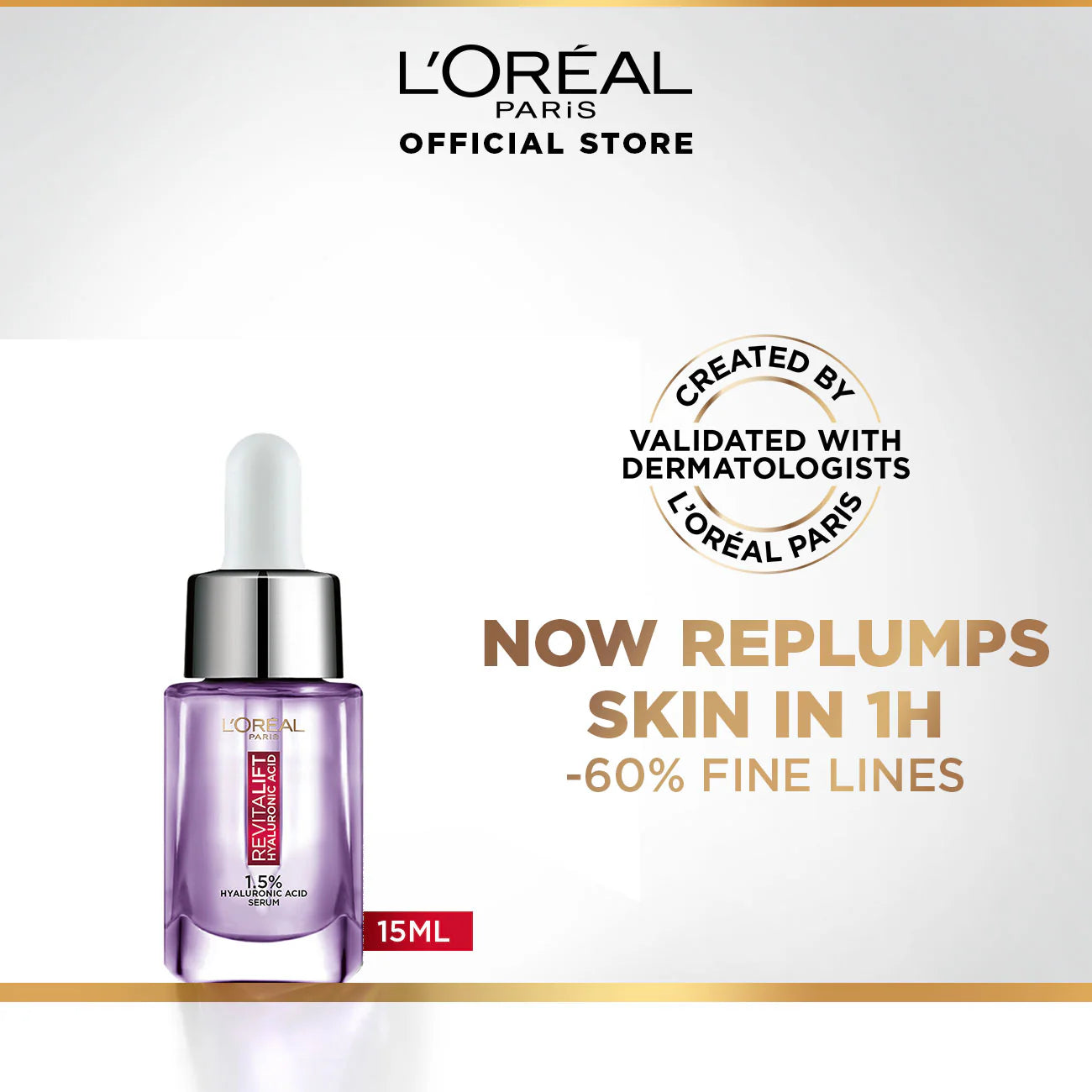 L'Oreal Serum with 1.5 % Hyaluronic Acid (15ml) for all Skin types