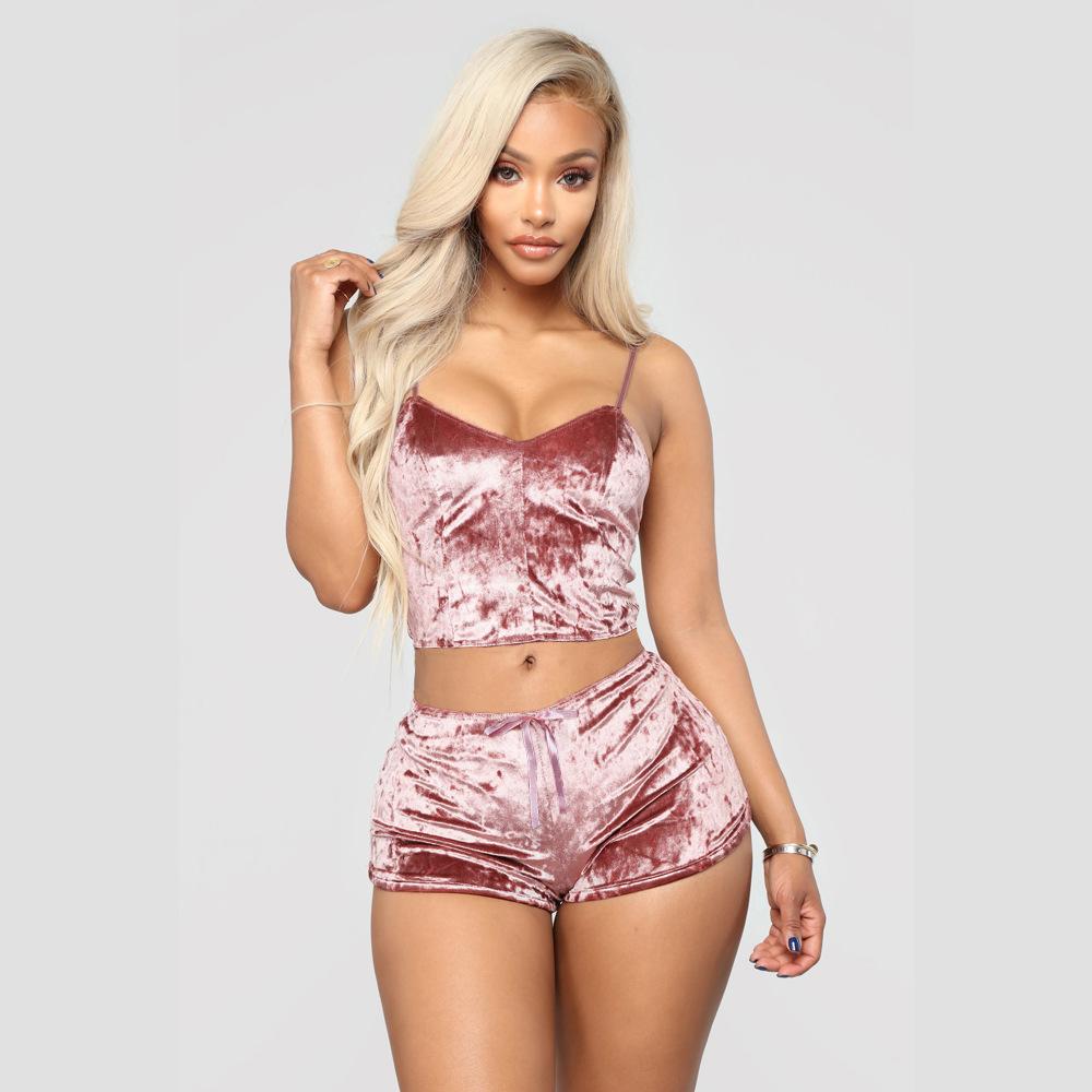 Luxury Desires Sexy V-neck Gold Diamond Lingerie Set