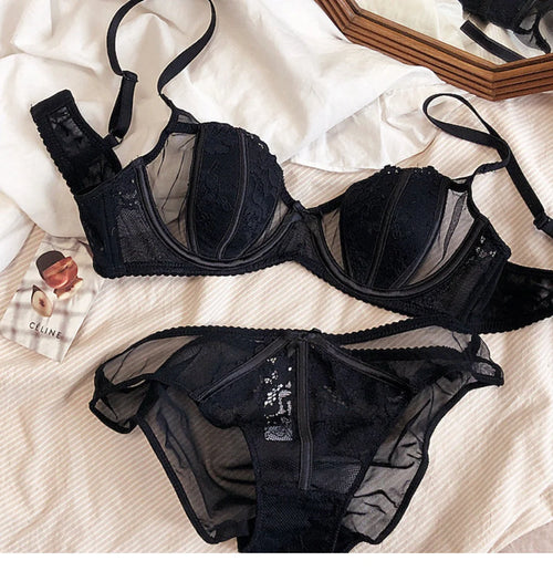 Sexy Half Cup Floral Light Padded Bra and Panty | Luxury Desires