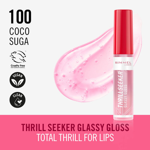 Rimmel Lip Gloss Thrill Seeker -High-Shine Formula | 100 Coco Suga