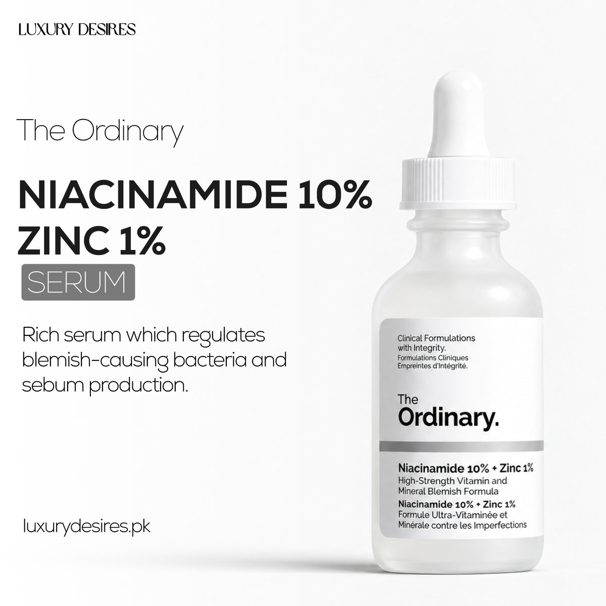 The Ordinary Niacinamide 10% + Zinc 1% Serum For All Skin Types The Ordinary