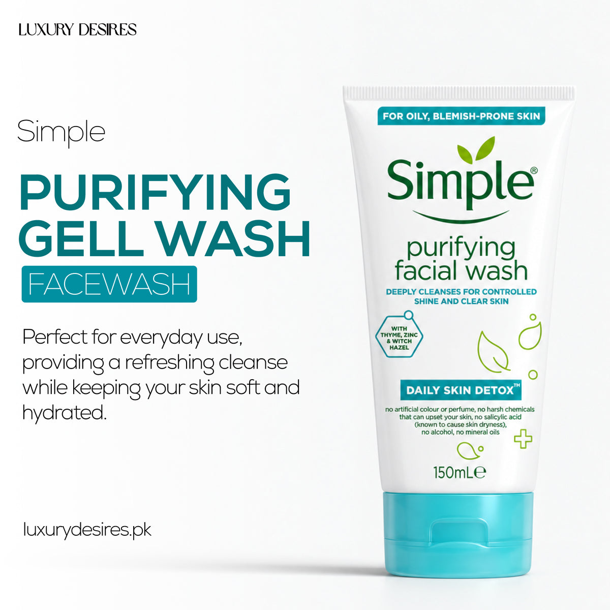Simple Purifying Gel Wash 150Ml | Gentle & Effective Cleanser Simple