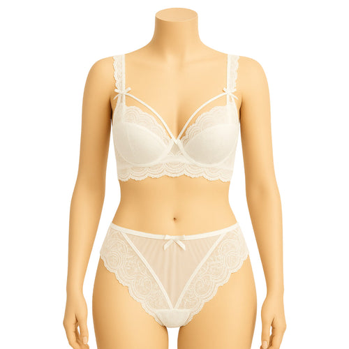 Bridal Lace Half Cup Bra Panty Set | Luxury Desires