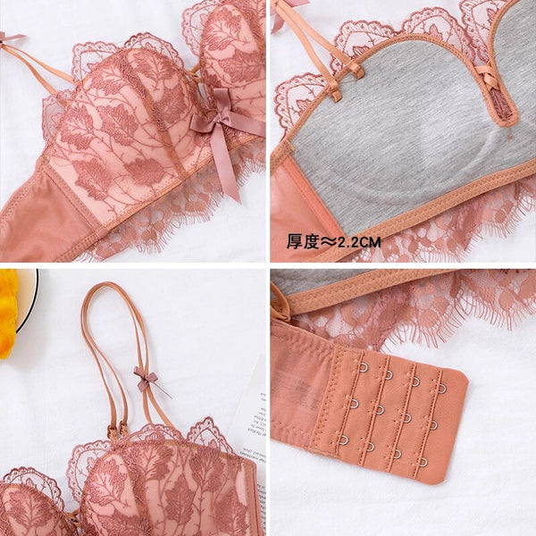 High Quality Soft Push Up Embroidered Bridal Bra & Panty Set - 8942