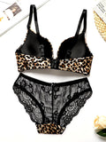 Leopard Print Lace Bra & Panty Set | Luxurydesires