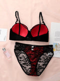 Bra Set - Cute Lace Embroidery Push-Up Lingerie - Luxury Desires