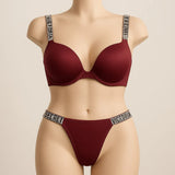 Victoria Secret Maroon Full Stone Bra Set | Luxury Desires
