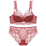 Bridal Lace Red Half Cup Bra Panty Set | Luxury Desires