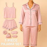 Luxury 7 pcs Silk Satin Pajama Set | Nightwear & Robe