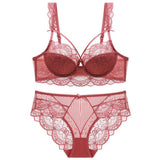 Bridal Lace Red Half Cup Bra Panty Set | Luxury Desires