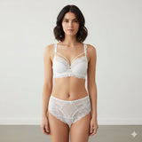 Bridal Lace White Half Cup Bra Panty Set | Luxury Desires