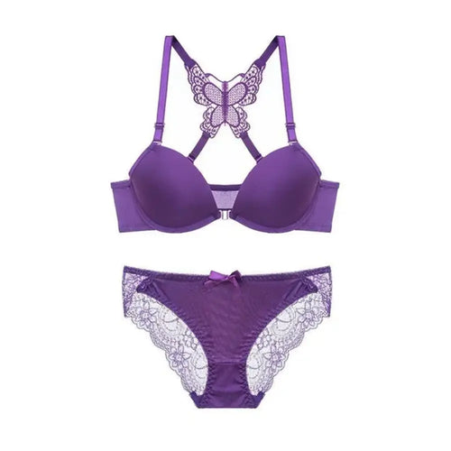 Front Open Butterfly Back Push-Up Bra Set  | Luxury Desires