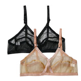 Non-Padded & Non-Wired Cotton Transparent Bras - Pack of 2