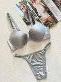Victoria Secret Grey Full Stone Bra Set | Luxury Desires