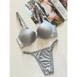 Victoria Secret Grey Full Stone Bra Set | Luxury Desires