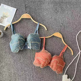 Butterfly Embroidered Adjustable Straps Full Back Bra & Panty