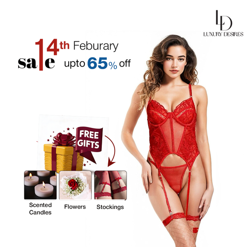 Red Floral Lace Lingerie Set - Luxury Desires