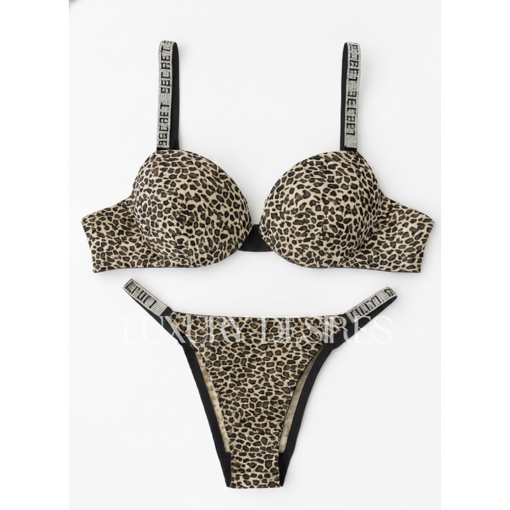 Victoria Secret Padded Leopard Print Bra Set F1001