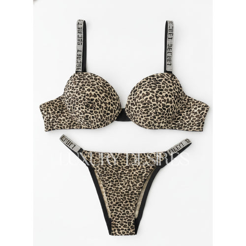 Victoria Secret Padded Leopard Print Bra Set F1001